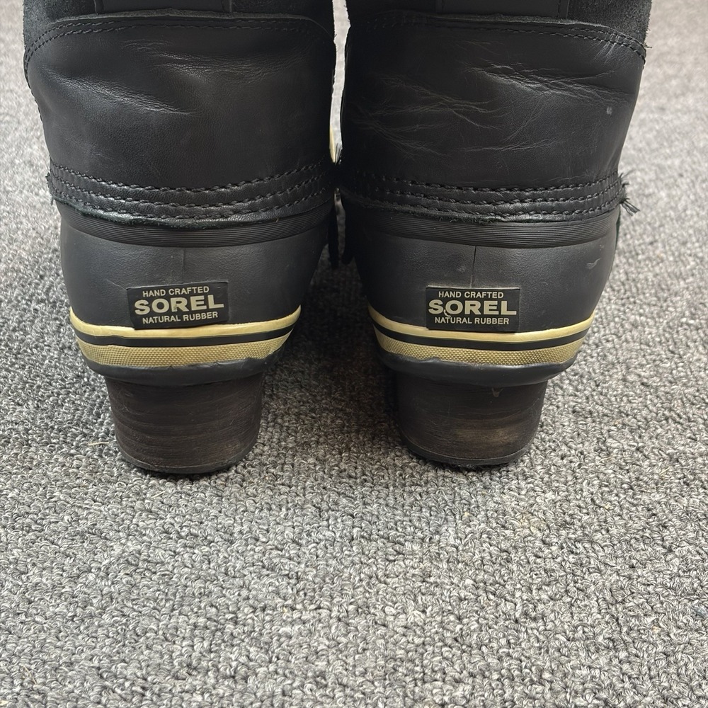 Sorel Conquest Carly Women's Size 10 Tall Lace Up Boots Black Leather Waterproof - Picture 6 of 14